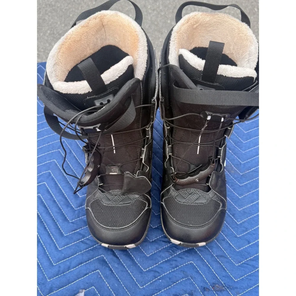 Salomon Faction Snowboard Boots Black Mens Size 8 Quick Pull Lacing All Mountain